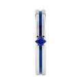 NYMERIA Tension Set Blue Sapphire Polished Titanium Band with Blue Stripe - 4mm ~ (H65-619)