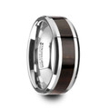 ARCANE Ebony Wood Inlaid Tungsten Carbide Ring with Bevels - 8mm ~ (G65-440)