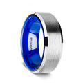 ARCTIC Flat Beveled Edges Titanium Ring with Brushed Center and Vibrant Blue Inside - 8 mm ~ (G65-443)