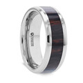 AZTEC - Mahogany Obsidian Inlaid Tungsten Carbide Ring with Polished Beveled Edges ~ (G65-514)