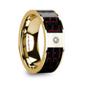 CHRISTOS Polished 14K Yellow Gold & Diamond Center Wedding Band with Black & Red Carbon Fiber Inlay - 8mm ~ (G65-660)