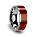 CLAYMORE Flat Tungsten Carbide Band with Exotic Padauk Wood Inlay and Polished Edges - 8mm ~ (G65-678)