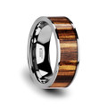 COPAN Flat Tungsten Carbide Ring with Polished Edges & Real Zebra Wood Inlay - 8mm ~ (G65-696)