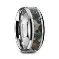 CRETACEOUS Tungsten Carbide Beveled Men's Wedding Band with Coprolite Fossil Inlay - 8mm ~ (G65-710)