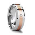 ENZO Beveled Tungsten Carbide Ring with Diamond and Rose Gold Inlaid - 8mm ~ (G65-899)