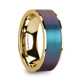 EUGEN Blue-Purple Color Changing Inlaid 14K Yellow Gold  Men's Polished Wedding Ring - 8mm ~ (G65-909)