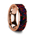 Flat Polished 14K Rose Gold Wedding Ring with Black and Red Opal Inlay - 8 mm ~ (G65-940)