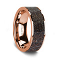Flat Polished 14K Rose Gold Wedding Ring with Dark Deer Antler Inlay - 8 mm ~ (G65-942)