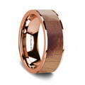 Flat Polished 14K Rose Gold Wedding Ring with Olive Wood Inlay - 8 mm ~ (G65-945)