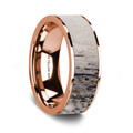 Flat Polished 14K Rose Gold Wedding Ring with Ombre Deer Antler Inlay - 8 mm ~ (G65-946)