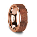 Flat Polished 14K Rose Gold Wedding Ring with Orange Gold Stone Inlay - 8 mm ~ (G65-947)