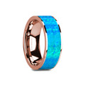 GAGE Flat Polished 14K Rose Gold with Blue Opal Inlay - 8mm ~ (G65-987)