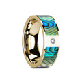 GALATEA Flat Polished 14K Yellow Gold with Mother of Pearl Inlay & White Diamond Setting - 8mm  ~ (G65-996)
