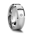 GAUTIER Beveled Tungsten Carbide Ring with Palladium Inlaid and Diamond - 8mm ~ (H65-113)