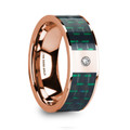 ISAAKIOS Diamond Accented 14K Rose Gold  Men's Wedding Ring with Black & Green Carbon Fiber Inlay - 8mm ~ (H65-259)