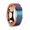 LOUKAS Blue & Purple Color Changing Inlaid Polished 14K Rose Gold  Men's Wedding Ring - 8mm ~ (H65-388)