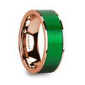 LYSANDER Polished 14K Rose Gold  Men's Wedding Ring with Textured Green Inlay - 8mm ~ (H65-395)