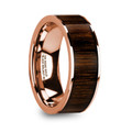 MITSOS Polished Edges 14K Rose Gold  Men's Ring with Black Walnut Wood Inlay - 8mm ~ (H65-545)