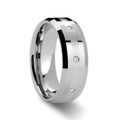 NEWPORT Beveled Tungsten Diamond Carbide Ring with Platinum Inlay - 8mm ~ (H65-600)