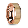 NICOMEDES Polished 14K Rose Gold  Men's Wedding Ring with Ash Wood Inlay - 8mm ~ (H65-602)