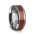 TALI Beveled Titanium Ring with Rosewood Inlay - 8mm ~ (J65-151)