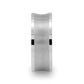 TREVICO Tungsten Carbide Ring with Brushed Concave Center Polished Edges - 8mm ~ (J65-108)