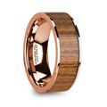 VERNADOS Polished 14K Rose Gold  Men's Wedding Band with Teak Wood Inlay - 8mm ~ (J65-183)