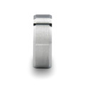 STERLING Square Shape White Tungsten Carbide Ring with Brush Finished Center - 8mm ~ (J65-125)