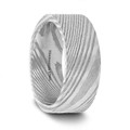 XANDER Grey Flat Brushed Damascus Steel Mens Wedding Band withVivid Etched Design- 6mm & 8mm
