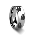 Animal Track Deer Print Ring Engraved Flat Tungsten Ring - 4 mm - 12 mm