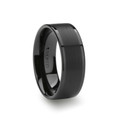 VULCAN Flat Black Tungsten Ring with Brushed Center & Polished Edges - 4mm - 12mm