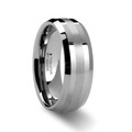 HALSTEN Platinum Inlaid Beveled Tungsten Carbide Ring - 6mm & 8mm