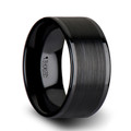 OCTAVIUS Flat Black Ceramic Ring with Brushed Center & Polished Edges - 4mm - 12mm