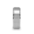 ORLOFF White Tungsten Carbide Ring with Raised Brush Finished Center - 6mm & 8mm