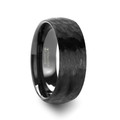 RENEGADE Domed Hammer Finish Black Tungsten Carbide Wedding Band with Brushed Finish - 6mm & 8mm