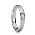 SAIRA Beveled White Tungsten Carbide Ring with Brushed Center - 4mm & 6mm