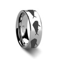 Sport Fishing Tungsten Mahi Fish Jumping Sea Print Pattern Wedding Ring - Flat Comfort Fit - 4mm 6mm 8mm 10mm 12mm