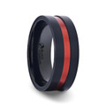 BLAZE Titanium Red Aluminum Groove Brushed Center Wedding Ring - Flat Brushed Comfort Fit - 8mm