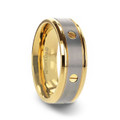 BOUNDLESS Titanium Gold-Plated Rotating Screw Design Beveled Polished Edges Wedding Ring - Flat Brushed Comfort Fit - 8mm