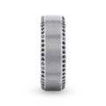 CHAMPION Titanium Black Sapphire Polished Beveled Edges Wedding Ring - Flat Brushed Comfort Fit - 8mm