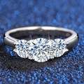 3 Stone GRA Certified Moissanite Ring - 2 Carats tw