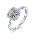 Ladies Classic Halo Engagement Ring 1-Carat Lab Center GRA Certified D/VVS1 Moissanite in Solid 925 Sterling Silver