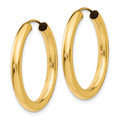 Gold Hoop Earrings 14K White Gold Polished Endless Tube Hoop Earrings 3mm Thickness