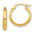 Gold Hoop Earrings 14K Yellow White Gold Polished Hoop Earring 2.75mm Thickness