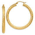 Gold Hoop Earrings 14K Yellow Gold Diamond-cut Round Hoop Earrings 4mm Thickness