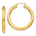 Gold Hoop Earrings 14k Yellow Gold Polished Lightweight Hoop Earrings 5mm Thickness