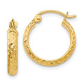 Gold Hoop Earrings 14K Yellow White Gold Diamond-cut Hollow Hoop Earrings 2.8mm Thickness