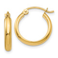 Gold Hoop Earrings 14k Yellow White Gold Round Tube Hoop Earrings 2.75mm Thickness