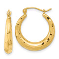 Gold Hoop Earrings 14k Yellow White Gold Polished Diamond-cut Hoop Earrings 3.5mm Thickness