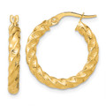 Gold Hoop Earrings 14K Yellow White Gold Polished Twisted Hoop Earrings 3mm